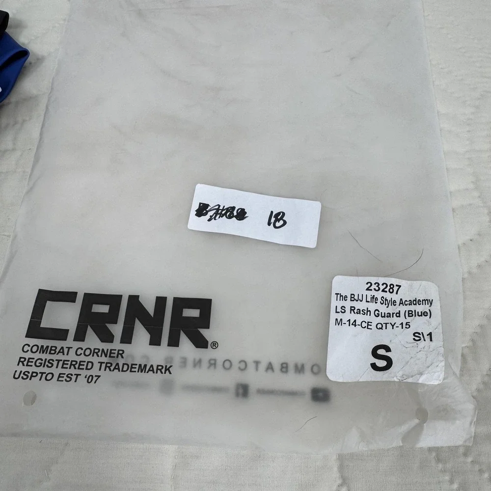 CRNR Combat Corner Long Sleeve Rash Guard Shirt Mens Small Blue BJJ Jiu Jitsu‎